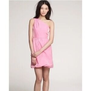 J.Crew One Shoulder Pink Party Dress Linen Blend Cocktail‎ Size 8